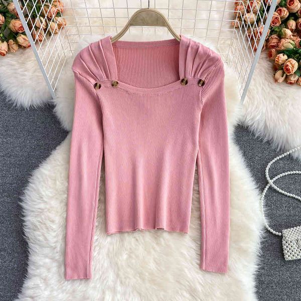 

women's sweaters femle singreiny knitted shirt, koren fshion sweters with squre neck nd long sleeve, just utumn sweter nd winter dl7o, White;black