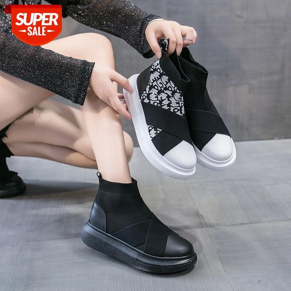 

2020 new women boots winter punk boots women platform comfortable work shoes woman heel footwear high sneakers #iq0f, Black