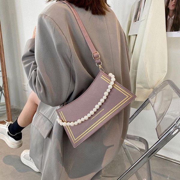 

evening bags women bag designer baguette shoulder female underarm handbag purse beaded simple fashion pu leather 2021 all-match