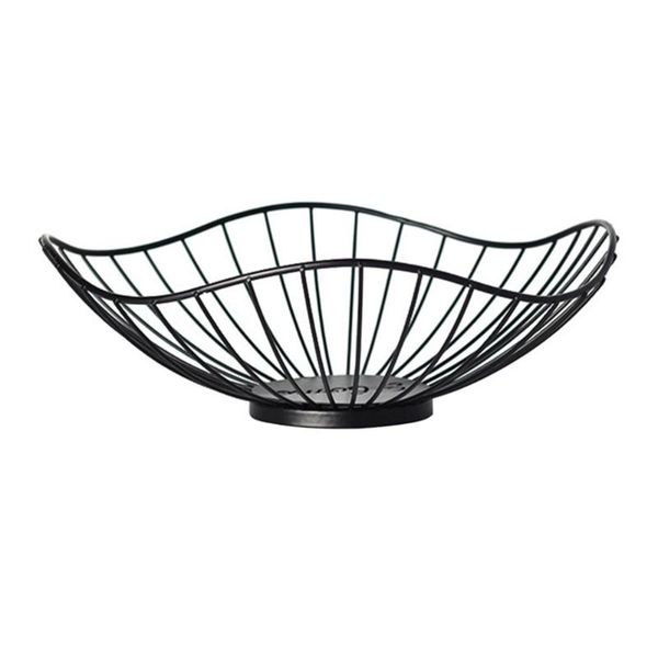 

storage baskets 1pc creative household iron art fruit container holder snack bowl plate for home restaurant el (black/golden)