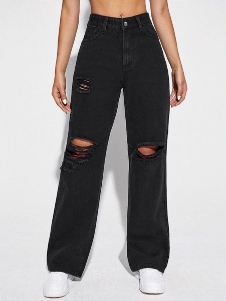 

high waisted ripped jeans q2jc#, Blue
