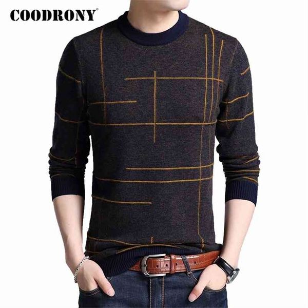 

coodrony brand sweater men spring autumn o-neck pull homme cotton wool pullover men striped knitwear mens sweaters shirts c1048 210813, White;black