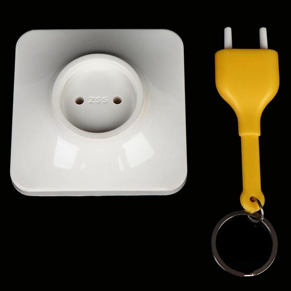

keychains anti-verloren eu plug socket sleutelhanger opslag houder thuis muur decroation ontwerp koppel met, Silver