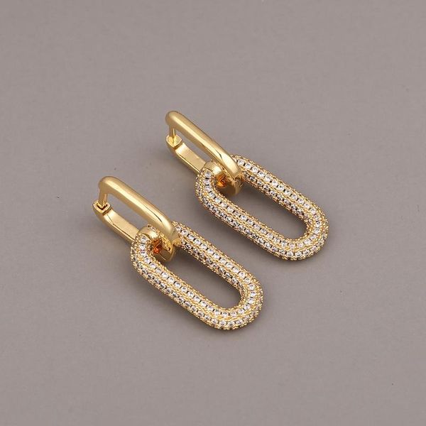 

hoop & huggie korean style geometric micro pave tiny drop earrings luxury gold color square piercing ear ring for women statement jewelry, Golden;silver