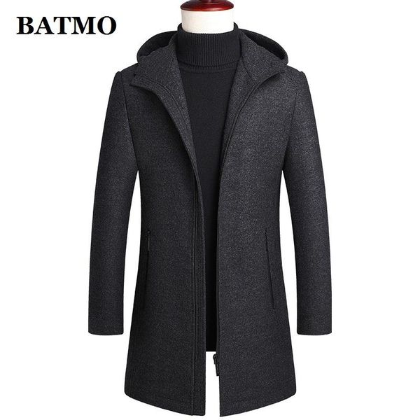 

men's wool & blends batmo 2021 arrival autumn&winter hooded trench coat men,men's jackets, blc8007, Black