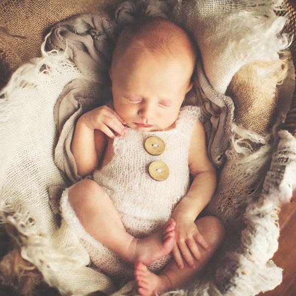 

caps & hats born props soft mohair baby boy girls costume infant knitted buttons romper outfit pography accessories, Yellow