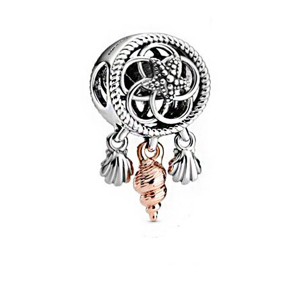 

2020 summer new 925 sterling silver openwork seashell dreamcatcher charms beads fit original pandora bracelets women jewelry, Black