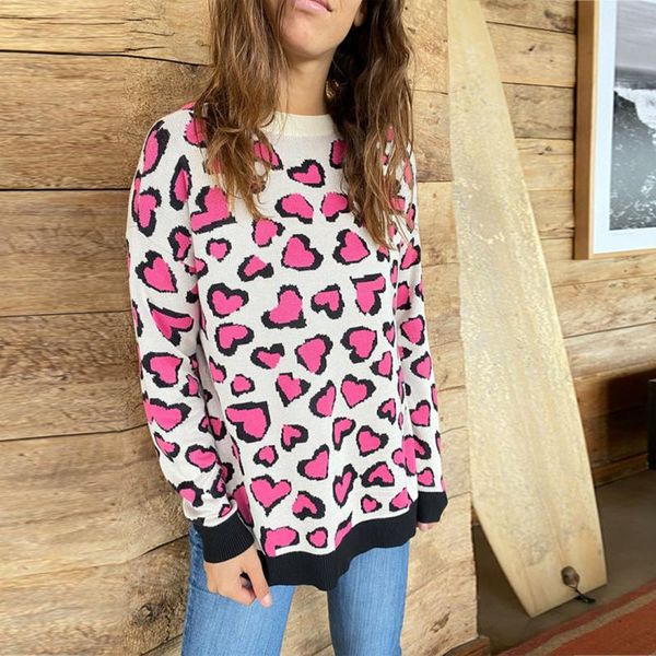 

women's blouses & shirts leopard print sweater blouse long sleeve o-neck pullover ladies autumn winter loose, White