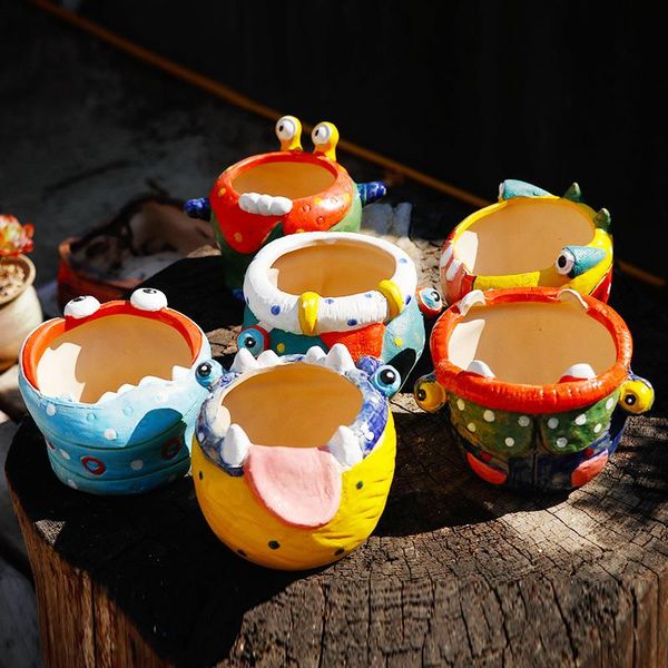 

planters & pots creative ceramic hand-painted simple retro flower planter desk cartoon mini bonsai cactus cute succulent pot