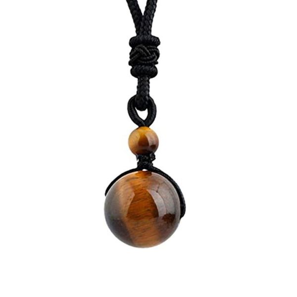

pendant necklaces round polished stone necklace for unisex, healing crystals lucky blessing chakra beads women and men, Silver