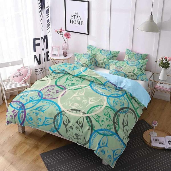 

shepherd dog bedding set loyal friend winter comforter set soft skin-friendly duvet cover single double kid boy bed set 2 colors