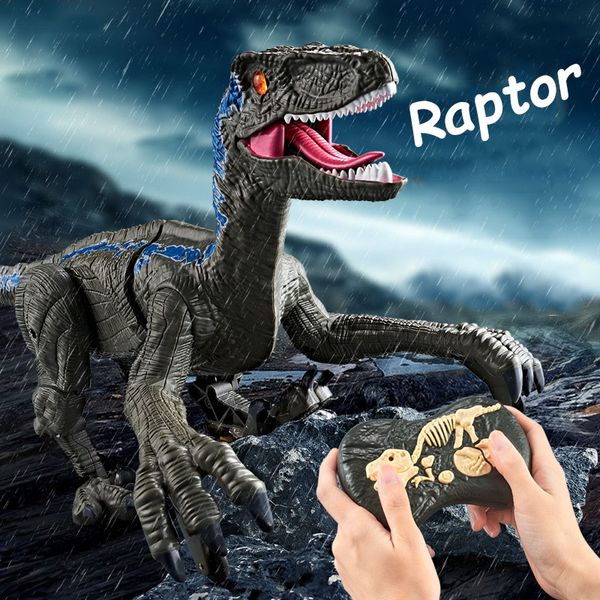 

2.4ghz rc simulation dinosaur rc velociraptor intelligent remote control dinosauria toy with led light roaring gift for child