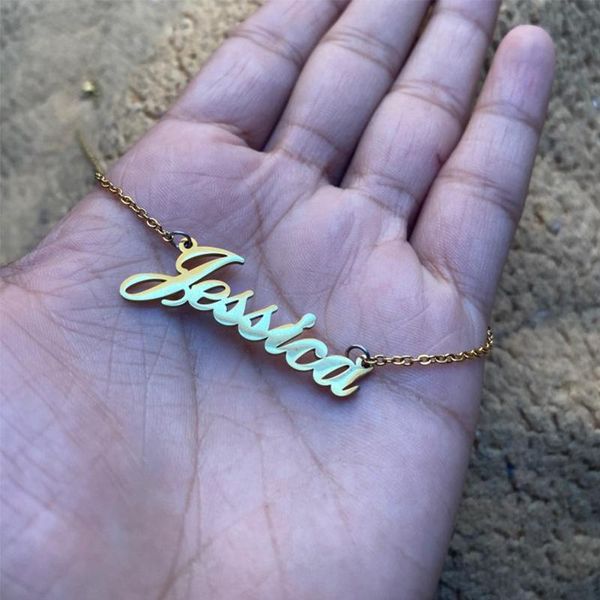 

pendant necklaces personalized custom name necklace gold stainless steel letter customized for women girls charm jewelry bridesmaid gift, Silver