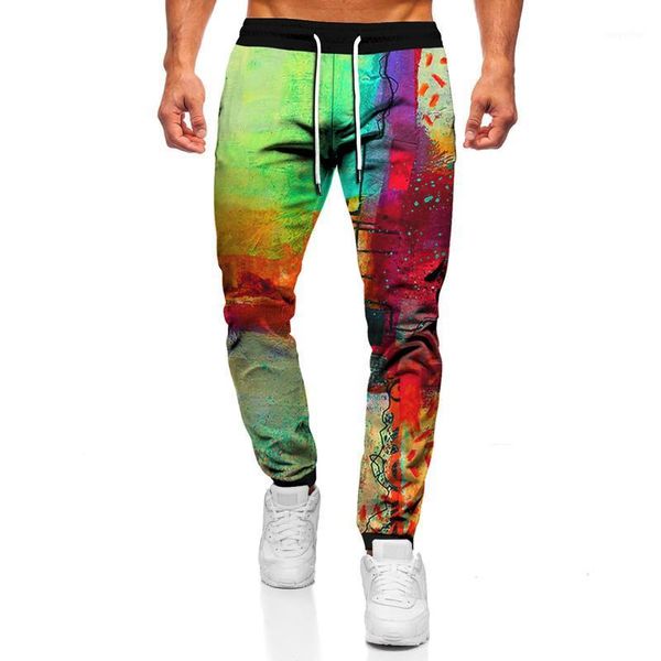 

men's pants 2021 autumn winter streetwear 3d hand-painted painted loose sports large size jogging hip-hop fashion, Black