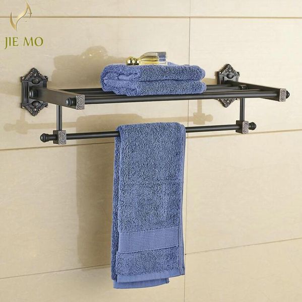 

bathroom shelves dual layer towel rack holder towe shelf hangers rails home decorative accessories bar b70