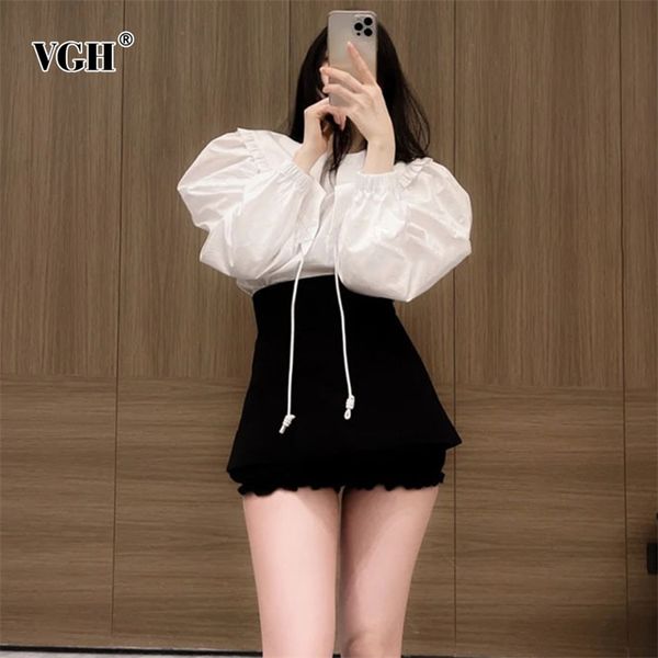 

black casual short for women high waist patchwork zipper minimalist a line shorts skirts female summer fashion clothing 210531, White;black