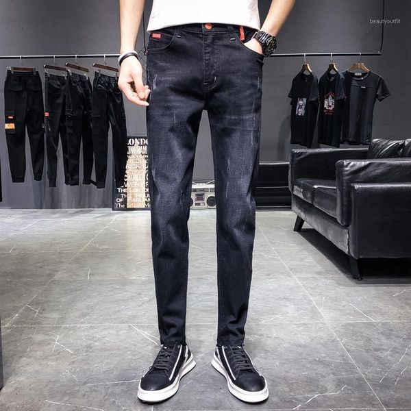 

men's jeans 2021 men denim brand korean street style large gondola trousers stretch long pencil pants 36, Blue