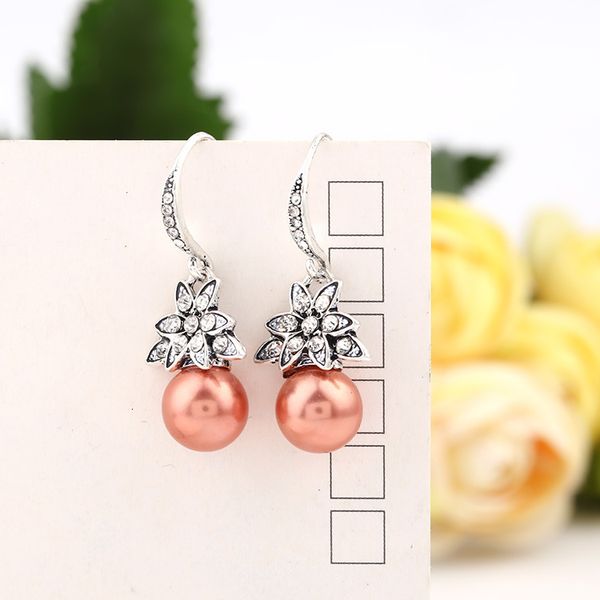 

fashion creativity pearl sunflower diamond female earrings, Silver