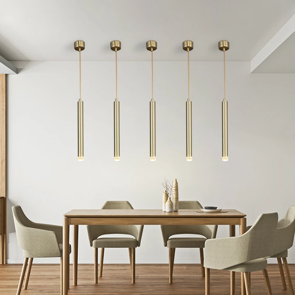 

pendant lamps modern brass long tube restaurant lights hanging kitchen golden length adjustable home dining room lighting
