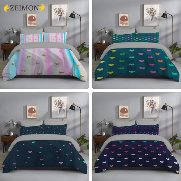 

bedding sets zeimon rain bow kids set for bedroom comfortable love heart duvet cover with pillowcase 2/3pcs quilt