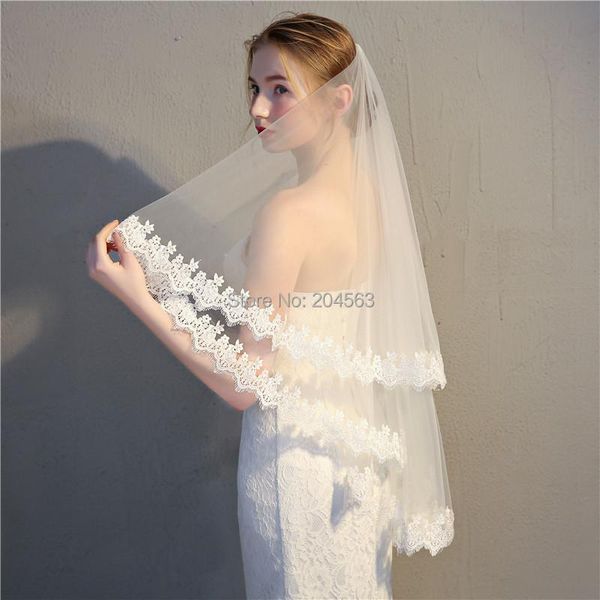 

bridal veils charmingtwo-layer wedding veil lace stunning with comb, Black