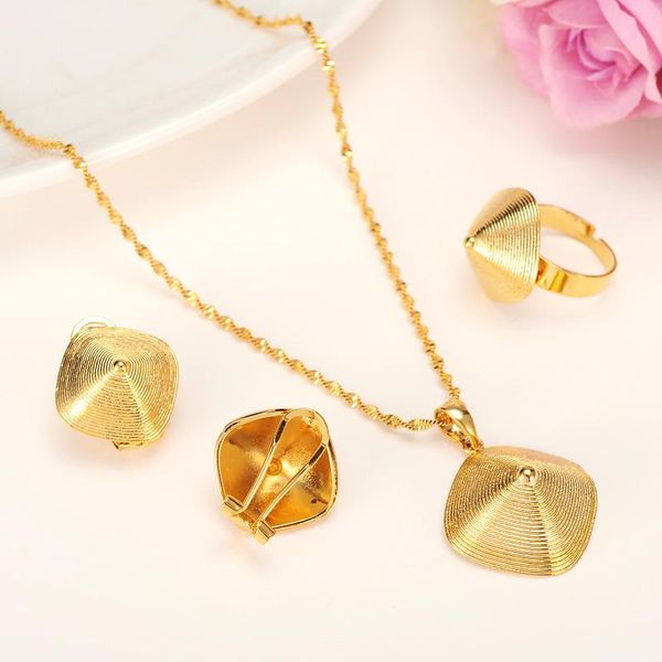 

bangrui ethiopian gold color necklace pendant earrings ring habesha wedding eritrea africa arab gift, Silver