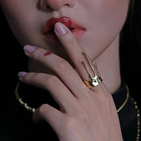 

hbp fashion style flowing crown niche design silver ring