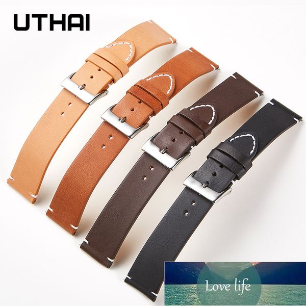 Uthai F08 Couro Strap Watchband Band Matte Soft Reliberar Rápido Simples Bracelete Fino Vaca Retro 16mm 18mm 20mm 22mm 24mm Preço de Fábrica Especialista Qualidade