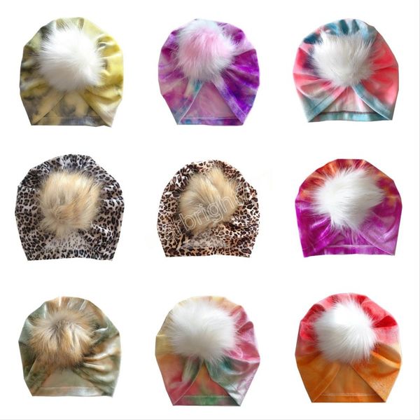 13 цветов новорожденного галстука для галстуки леопард бархатные волосы шариковые шапки шляпа младенца девочки присяжные шапочки