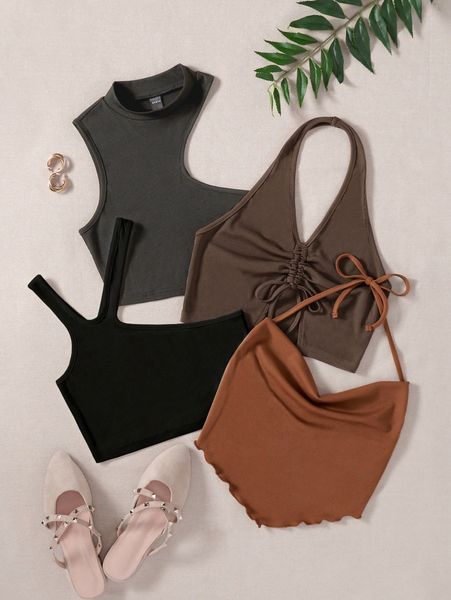 

4pcs rib-knit f3tw#, White