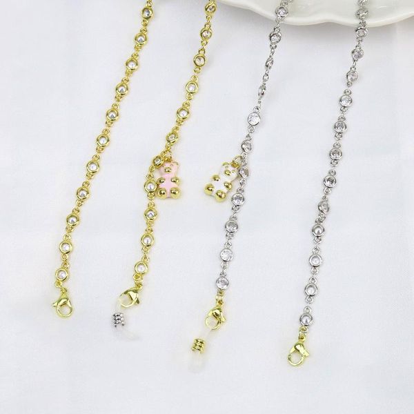 

pendant necklaces 5 pcs sun-glasses chain ctystal glass fashion elegant mask 9048, Silver