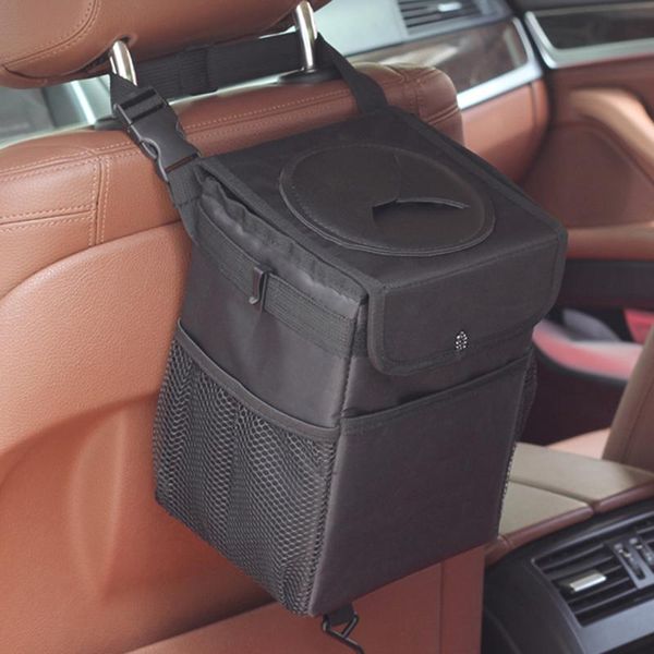 

car organizer seat back storage bag waterproof insulated auto dustbin trash can leak-proof dust holder