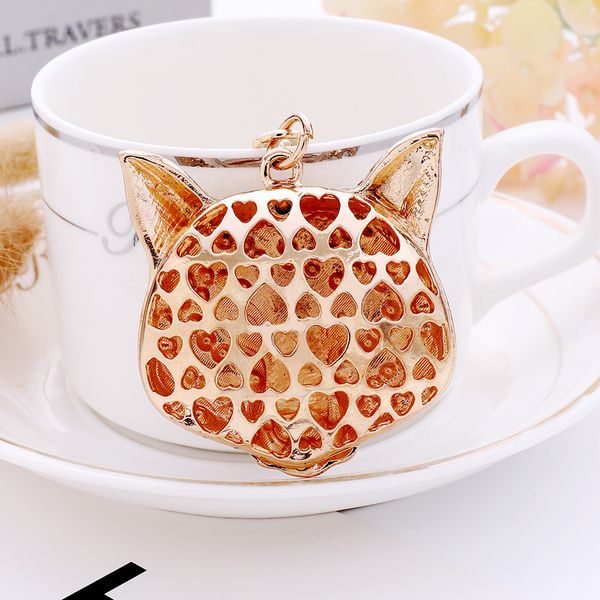 

diamond fox head cute bag hanging alloy keychain cartoon small gift creativity, Silver