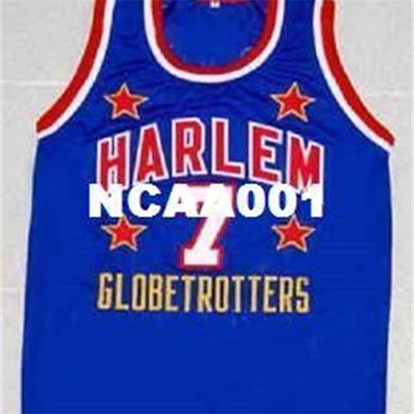 

vintage "too tall" hall harlem globetrotters college jersey blue new sewn any size 21sss embroidered college jersey, Black