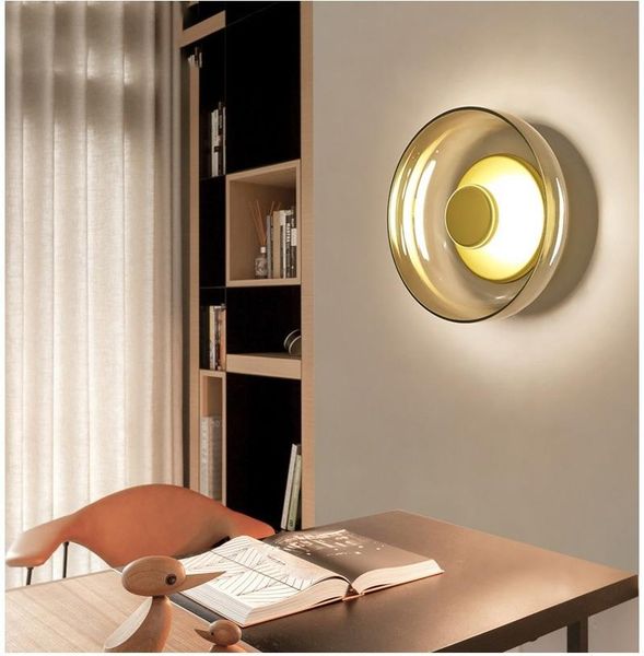 

wall lamp postmodern italy design luxurious golden 7w bowl shade led bedside bedroom living room background light sconces