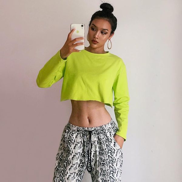 

women's hoodies & sweatshirts women long sleeve crop sweatshirt 4 colours, Black
