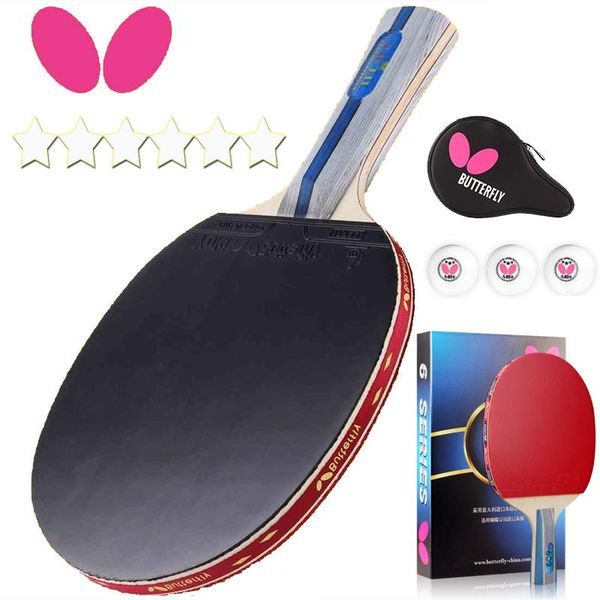 

table tennis raquets racket with double face pimples in rubber long handle pong bat fast attack good control