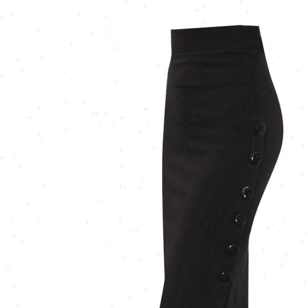

women casual retro skirt ladies high waisted button split office skirt multiple size skirt 19aug5, Black