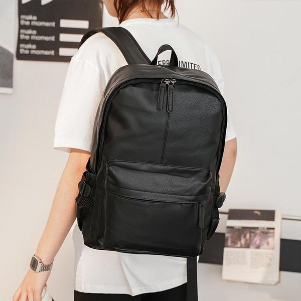 

backpack fashion school men bag usb charge large capacity travel leather backpacks black bagpack mochila para hombre