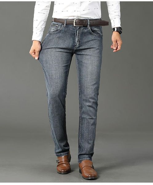

men's jeans straight stretch man pants classic original men slim fit casual business 2021 brand autumn denim trousers clothing, Blue
