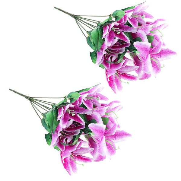 

decorative flowers & wreaths 2pcs simulated lily bouquet decors household fake bouquets wedding supplies