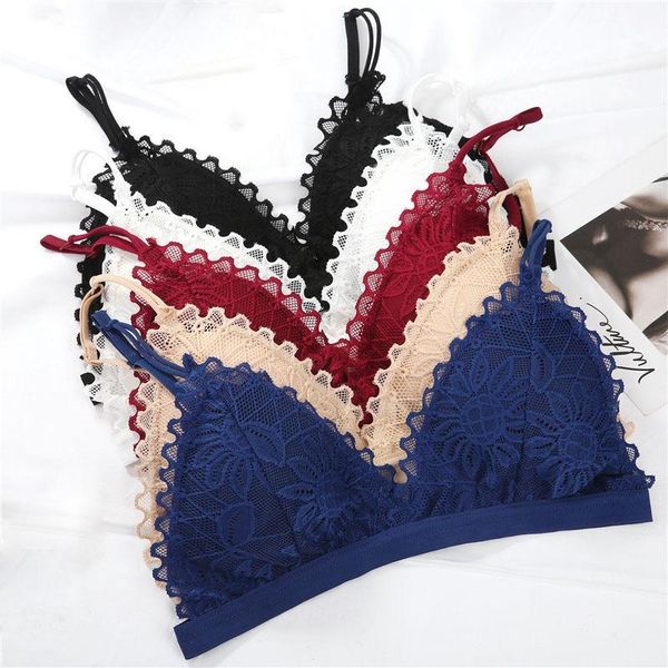 

no steel ring bra underwear female seamless bra underwear women's floral lace, Red;black