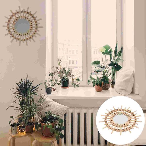

mirrors 1pc wicker weaving craft mirror decor hand-woven makeup wall