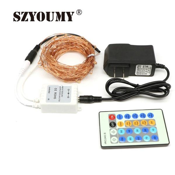

strings szyoumy remote control 10m 100led mini copper wire string fairy light for christmas wedding party halloween bedroom decoration