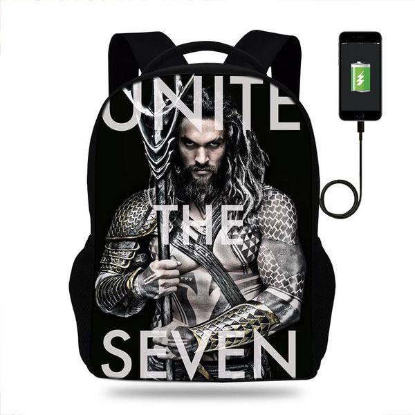 

backpack aquaman usb charging boys/girls travel bag for teenagers, school students