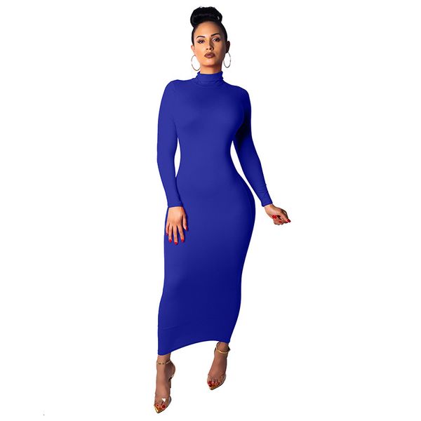 

women new high-collar zipper long sleeve bodycon elastic slim elegant solid tight robes 2021 summer aummer wear 3t3b, Black;gray