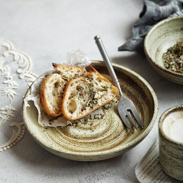 

dishes & plates platycodon grandiflora japanese handmade creative ceramic retro home restaurant with fish deep dish steak plate rice bowl te