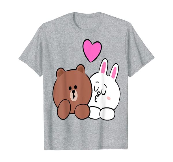 

cute brown bear cony bunny rabbit lean on me i love you kiss t-shirt, White;black