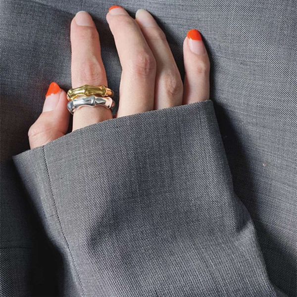 

hbp vintage simple bamboo gold and silver two color exaggerated decoration personalized index finger ring women's fashion