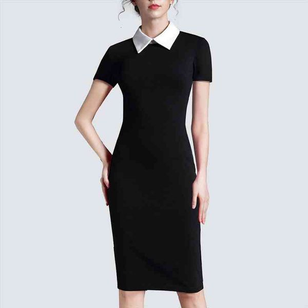 

women clothing vintage black women formal work business office short sleeve casual bodycon sheath fitted pencil dress h751, Black;gray